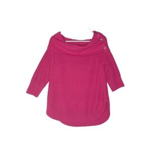 14. 89th & Madison Womans Pink Acrylic Sweater Knit Pullover Wide Turtleneck